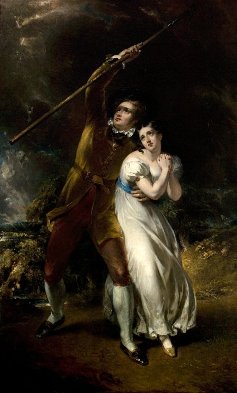 Celadon a Amélie v bouři, 1840-49 od John Wood