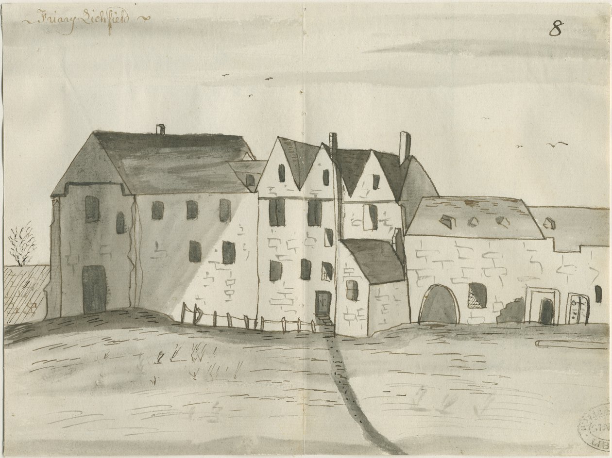 Lichfield - Greyfriars: pero a lavírovaná kresba, nd [1784] (kresba) od John Wright