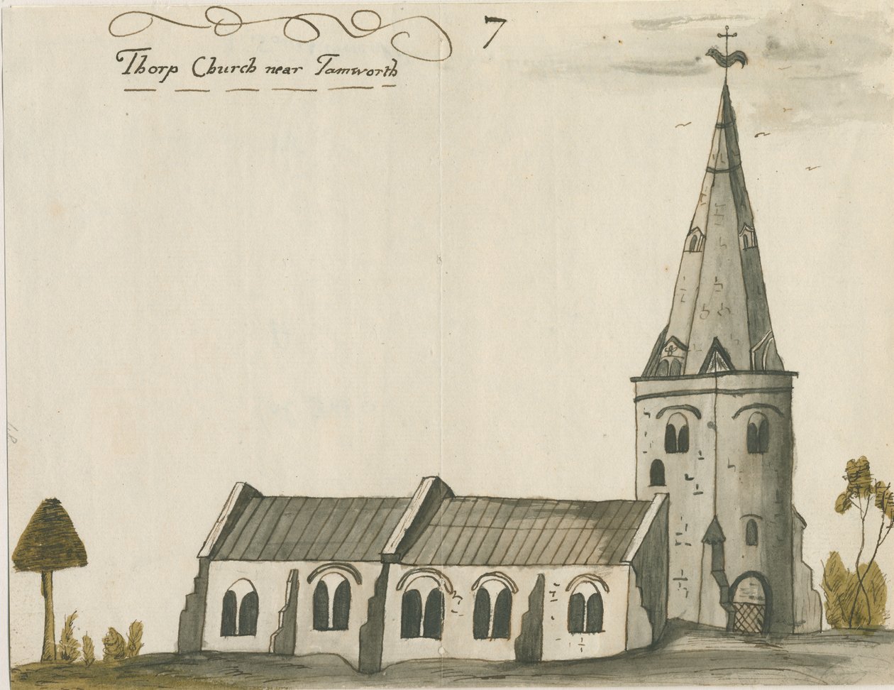 Thorpe Constantine Church: akvarel, ndc 1784] od John Wright