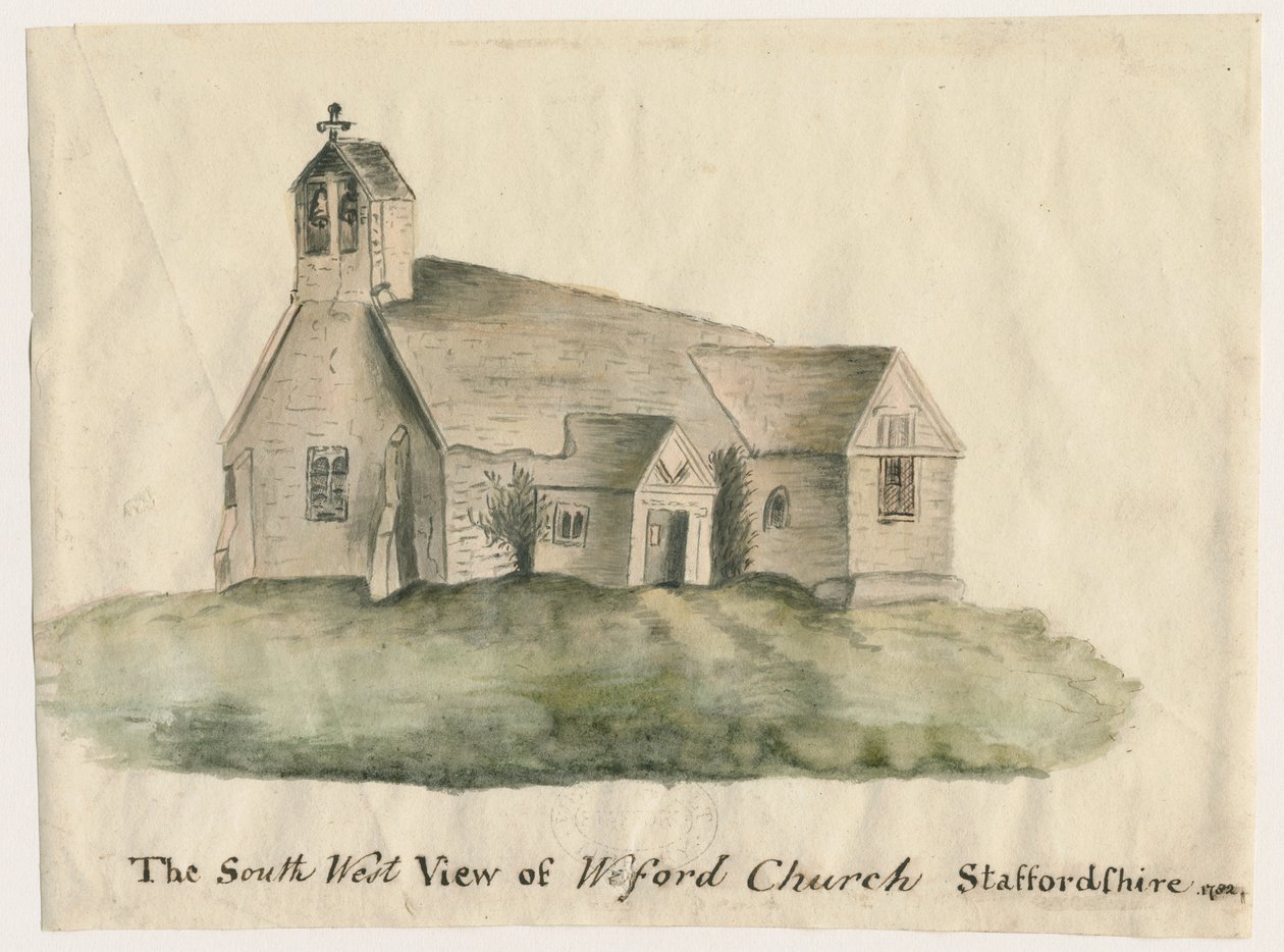 Weeford Church: malba vodovými barvami, 1782 od John Wright