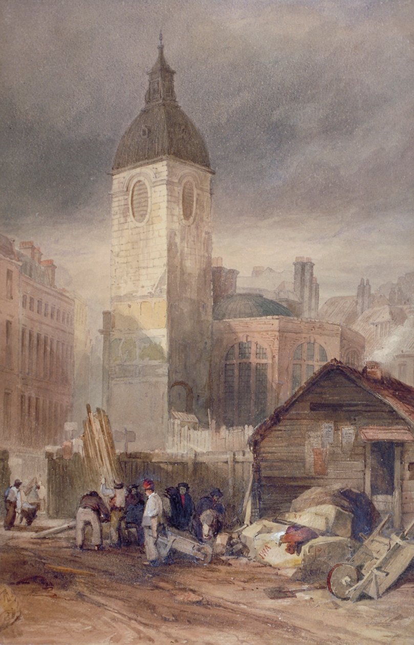 Demolice kostela St Benet Fink, City of London, 1844 od John Wykeham Archer