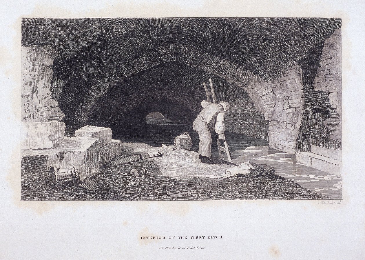 Fleet River, Londýn, 1851 od John Wykeham Archer