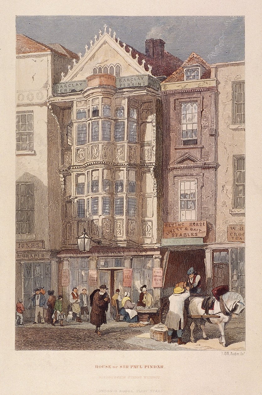 Paul Pindar Tavern, Bishopsgate, Londýn, 1851 od John Wykeham Archer