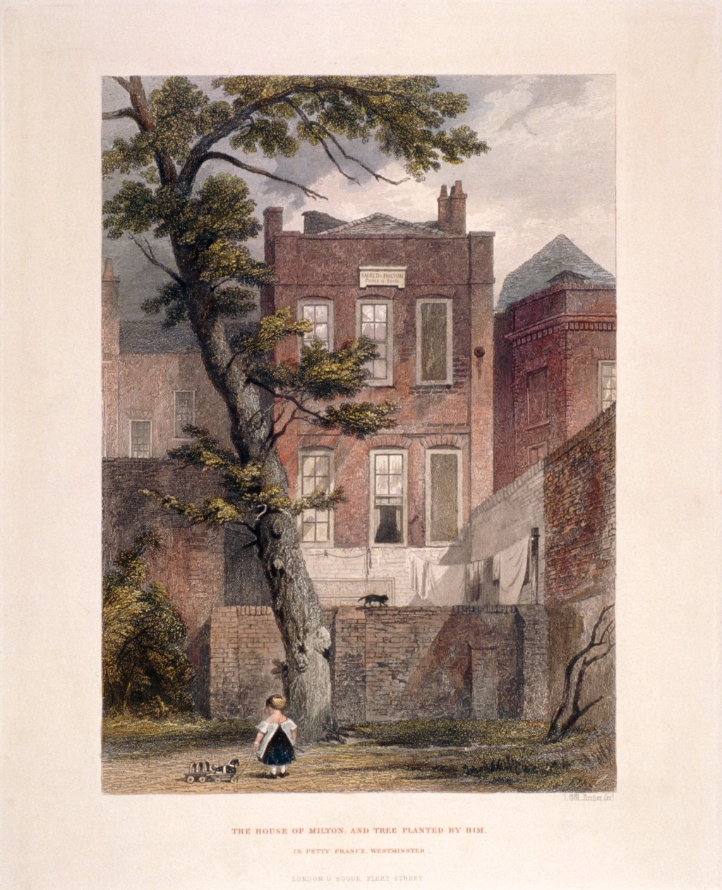 Pohled na Miltonovu rezidenci, Petty France, Westminster, Londýn, 1851 od John Wykeham Archer