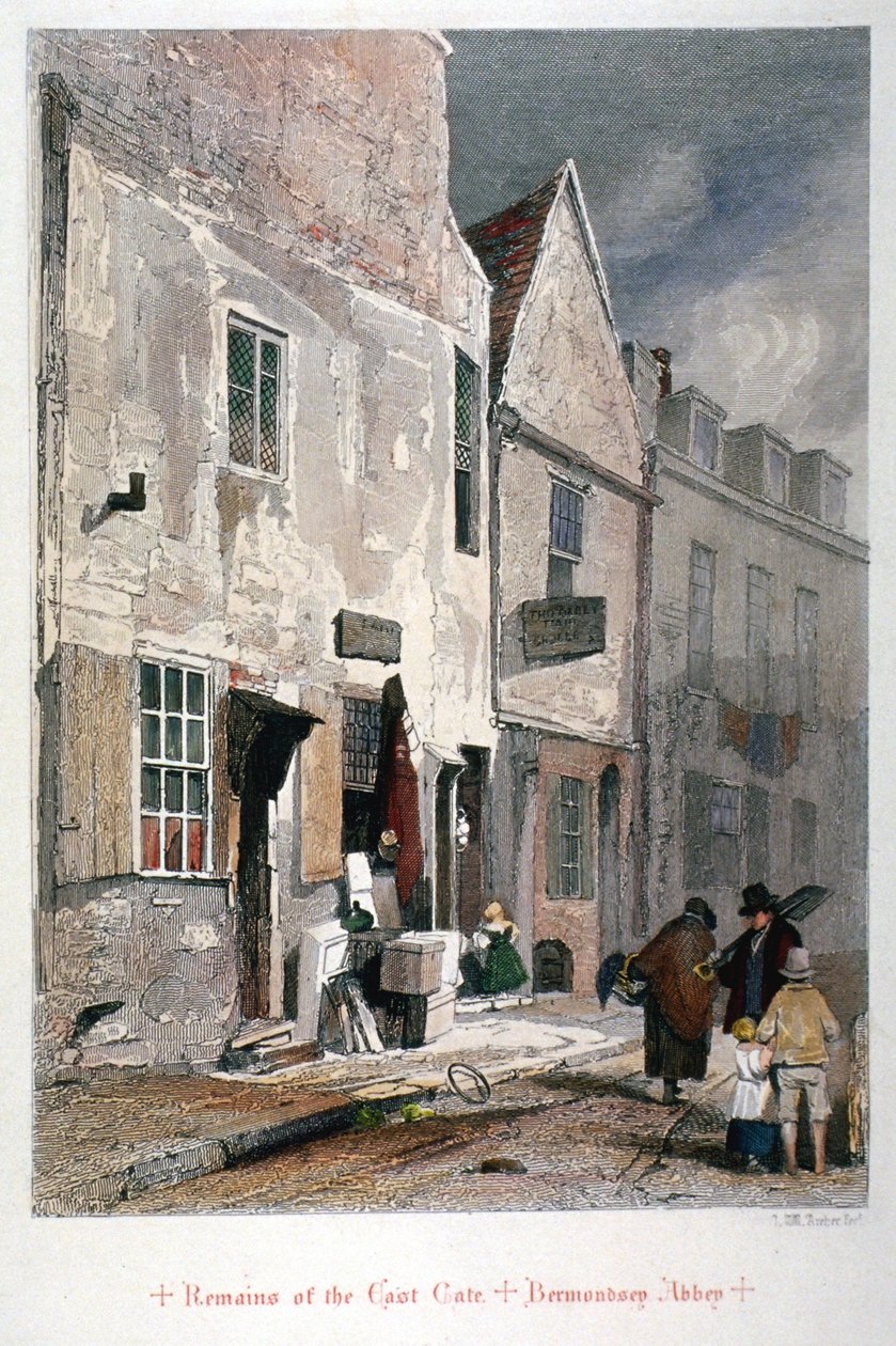 Pohled na zbytky východní brány opatství St Saviour, Bermondsey, Londýn, 1851 od John Wykeham Archer