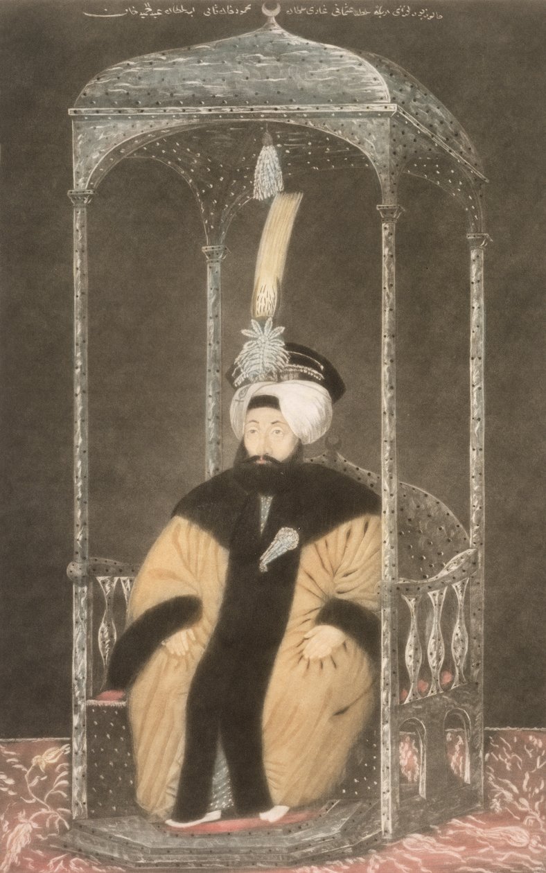 Mahmud II. (1785–1839), sultán v letech 1808–1839, z „Série portrétů tureckých císařů“ od John Young