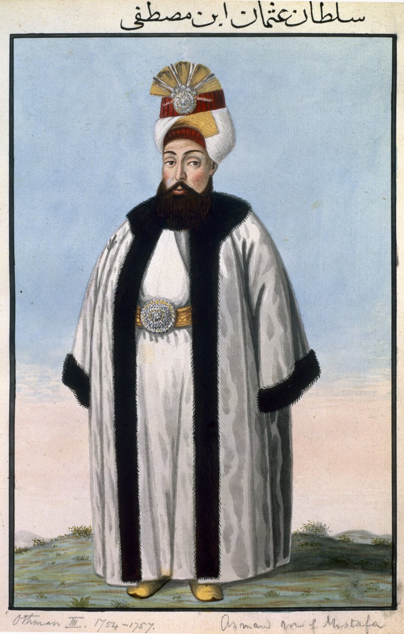 Othman (Osman) III. (1699–1757), sultán v letech 1754–1757, z „Série portrétů tureckých císařů“ od John Young