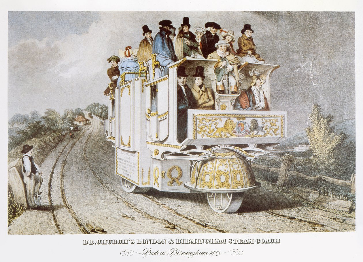 Churchs London & Birmingham Parní autobus, 1833 od John after Cooke