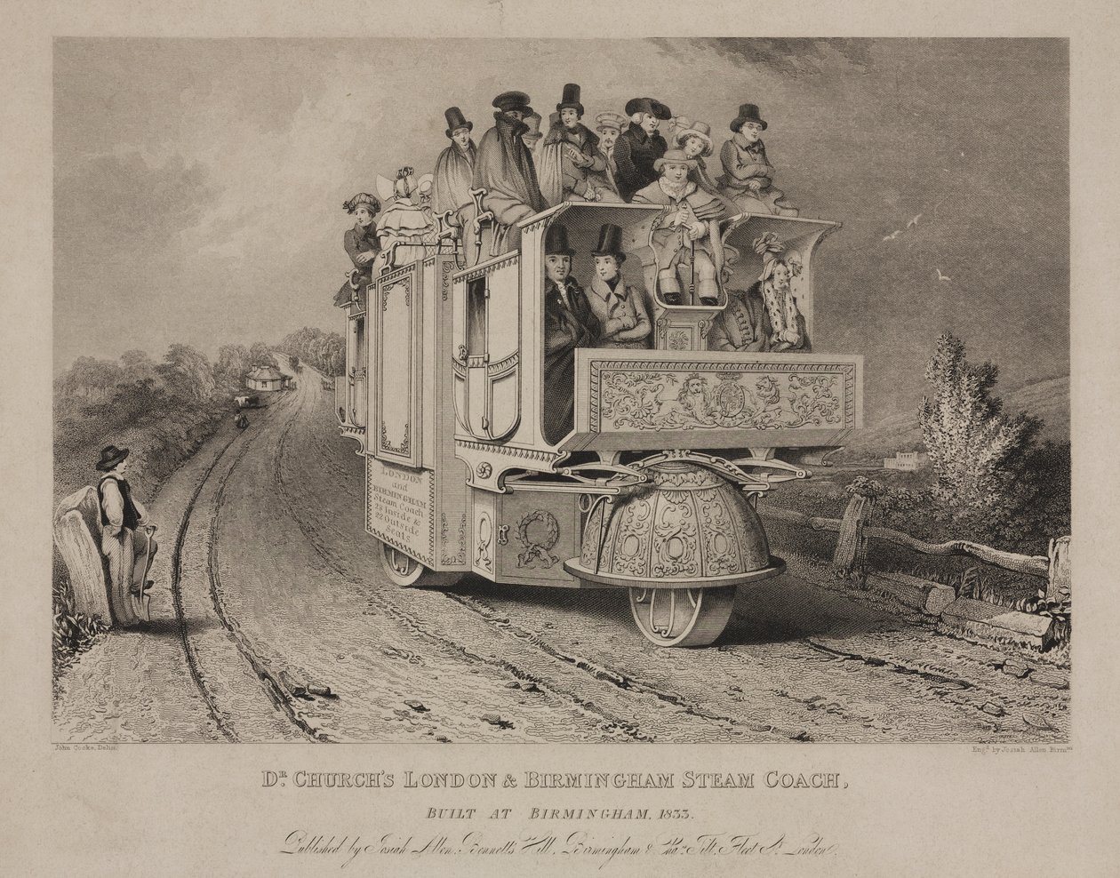 Churchs London & Birmingham Parní autobus, 1833 od John after Cooke