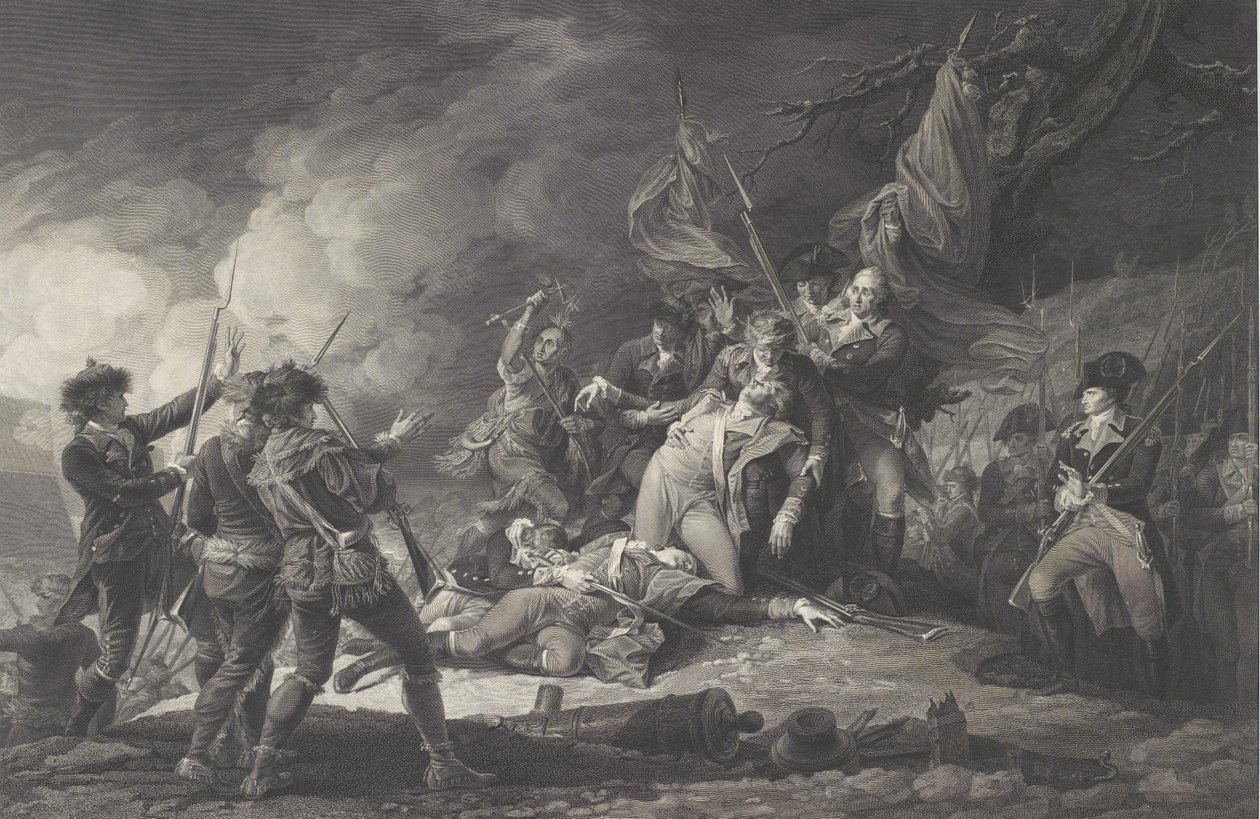 Smrt generála Montgomeryho, při útoku na Quebec, prosinec 1775, 1798 od John after Trumbull