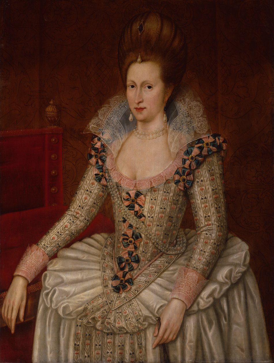 Královna Anna Dánská, kolem 1605 (olej na panelu) od John de the Elder (attr. to) Critz