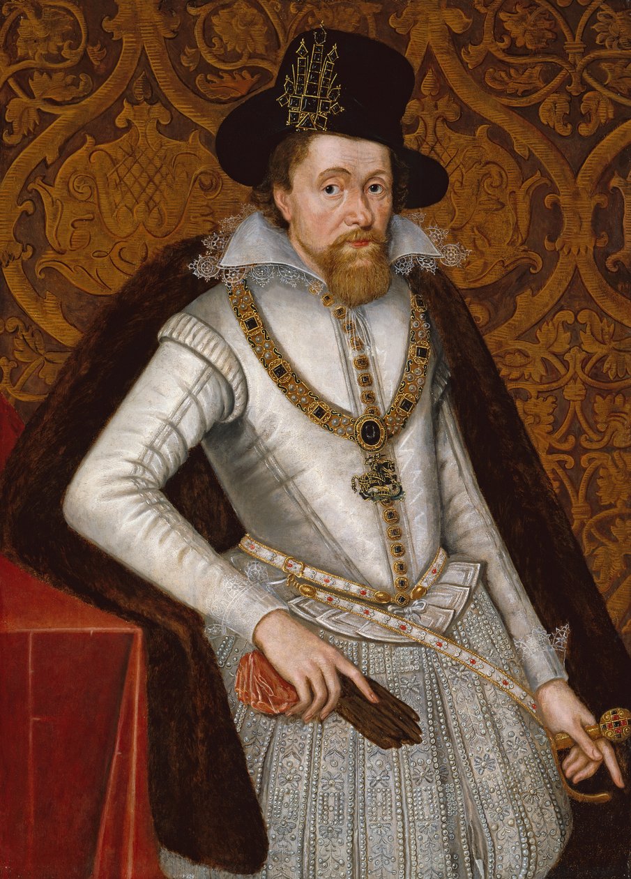 King James VI and I, c.1605 (olej na panelu) od John de the Elder Critz