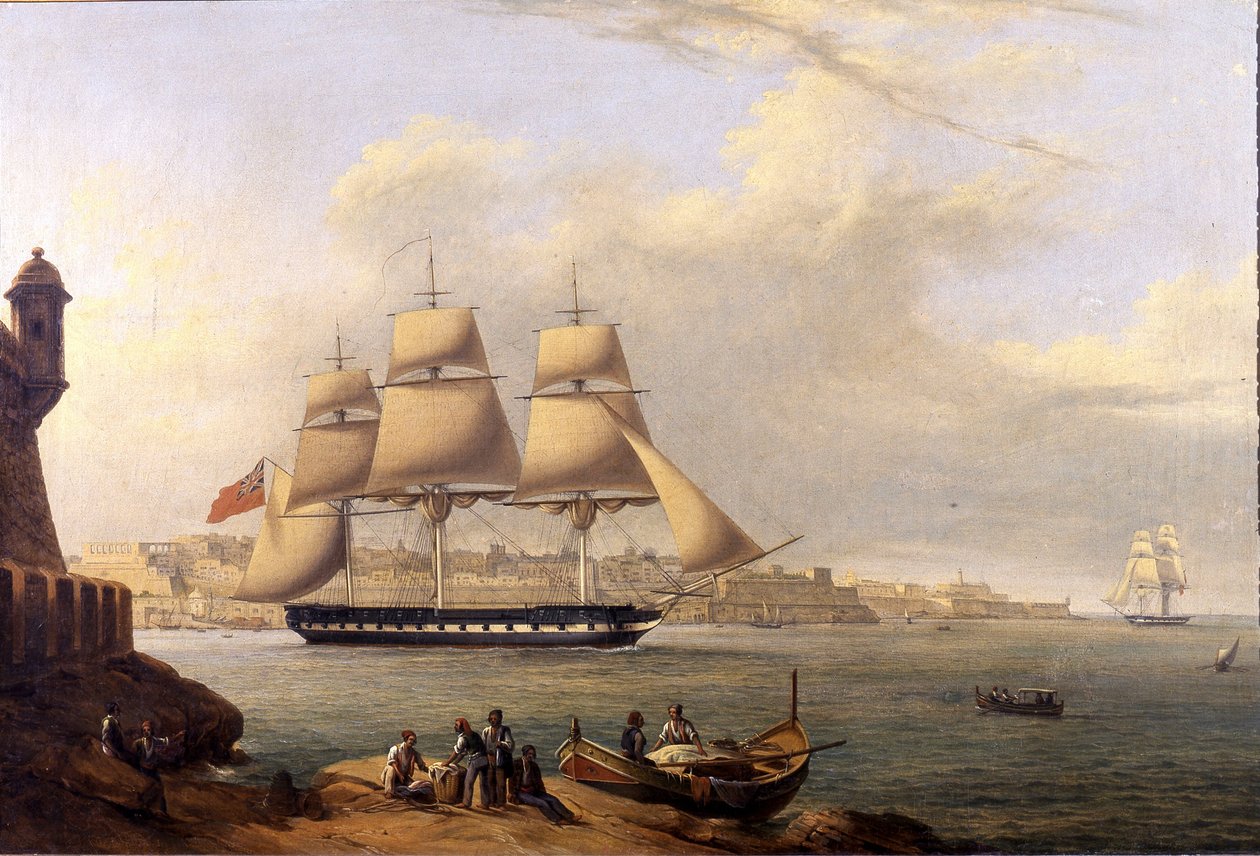 Odcházení z Grand Harbor od Giovanniho Schranze 19. století (63 x 43 cm) od John or Giovanni Schranz
