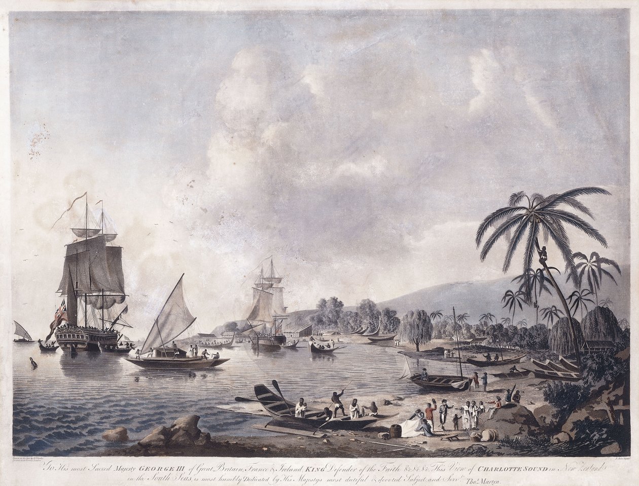 Pohled na Matavai Bay, Tahiti, 1787 od John the Younger Cleveley