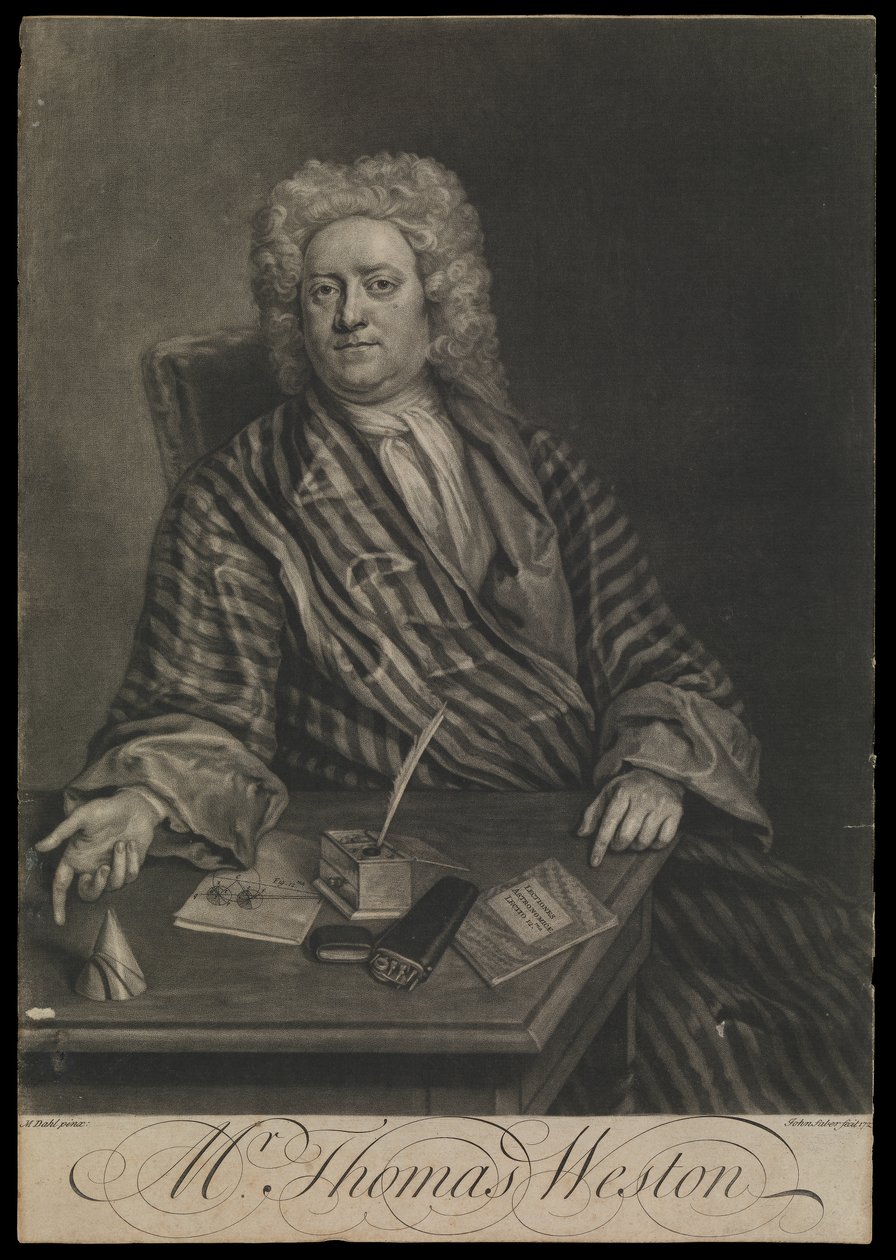 Thomas Weston, asi 1725 (rytina, mezzotinta) od John the younger Faber