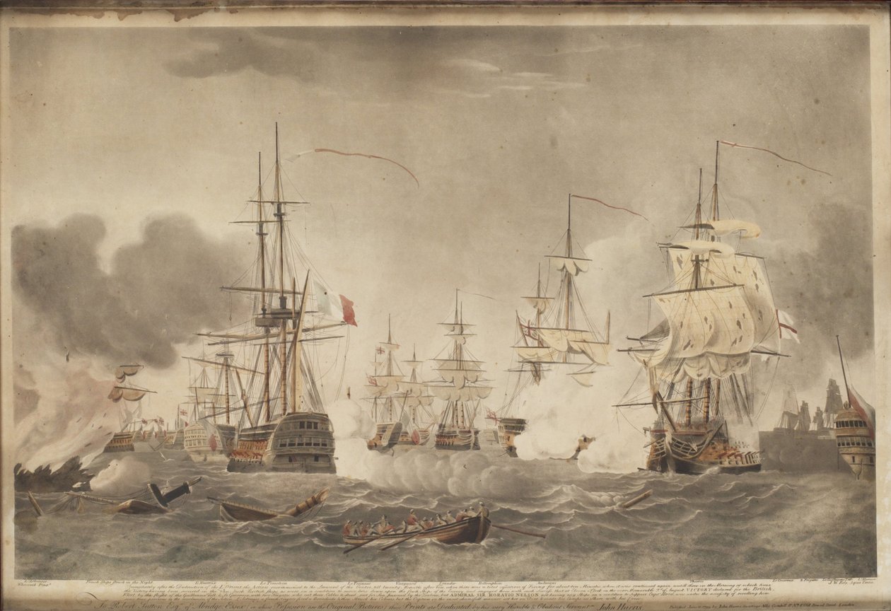 Bitva na Nilu, c. 1800 od John william Edy