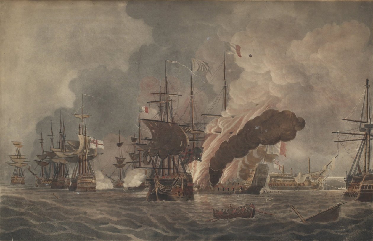 Bitva na Nilu, c. 1800 od John william Edy