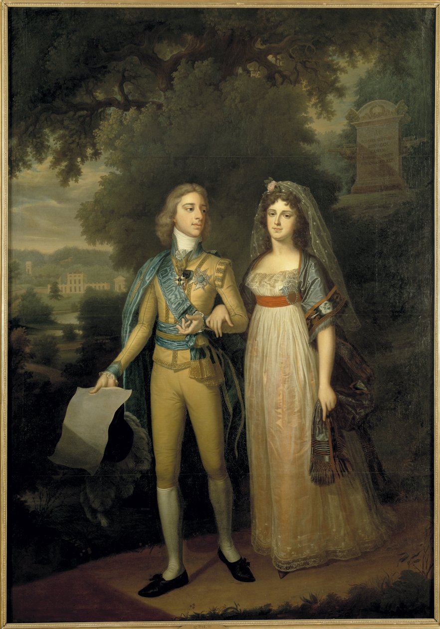 Gustave IV Adolphe de Suede - Portrét Gustava IV Adolfa Švédska (1778-1837) a Frederiky Dorothey Wilhelminy z Badenu (1781-1826), královny Švédska, od Forsslund, Jonas (1754-1809). Olej na plátně, c. 1797-1800. Rozměr: 273 x 195 cm. Nationalmuseum St od Jonas Forsslund