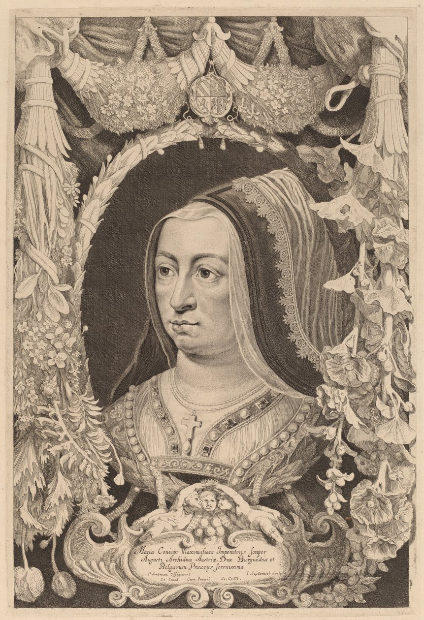 Marie Burgundská, císařovna a manželka Maxmiliána I od Jonas Suyderhoff after Pieter Claesz Soutman