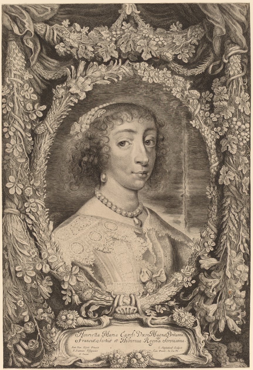 Henrietta Maria, královna Anglie od Jonas Suyderhoff after Sir Anthony van Dyck