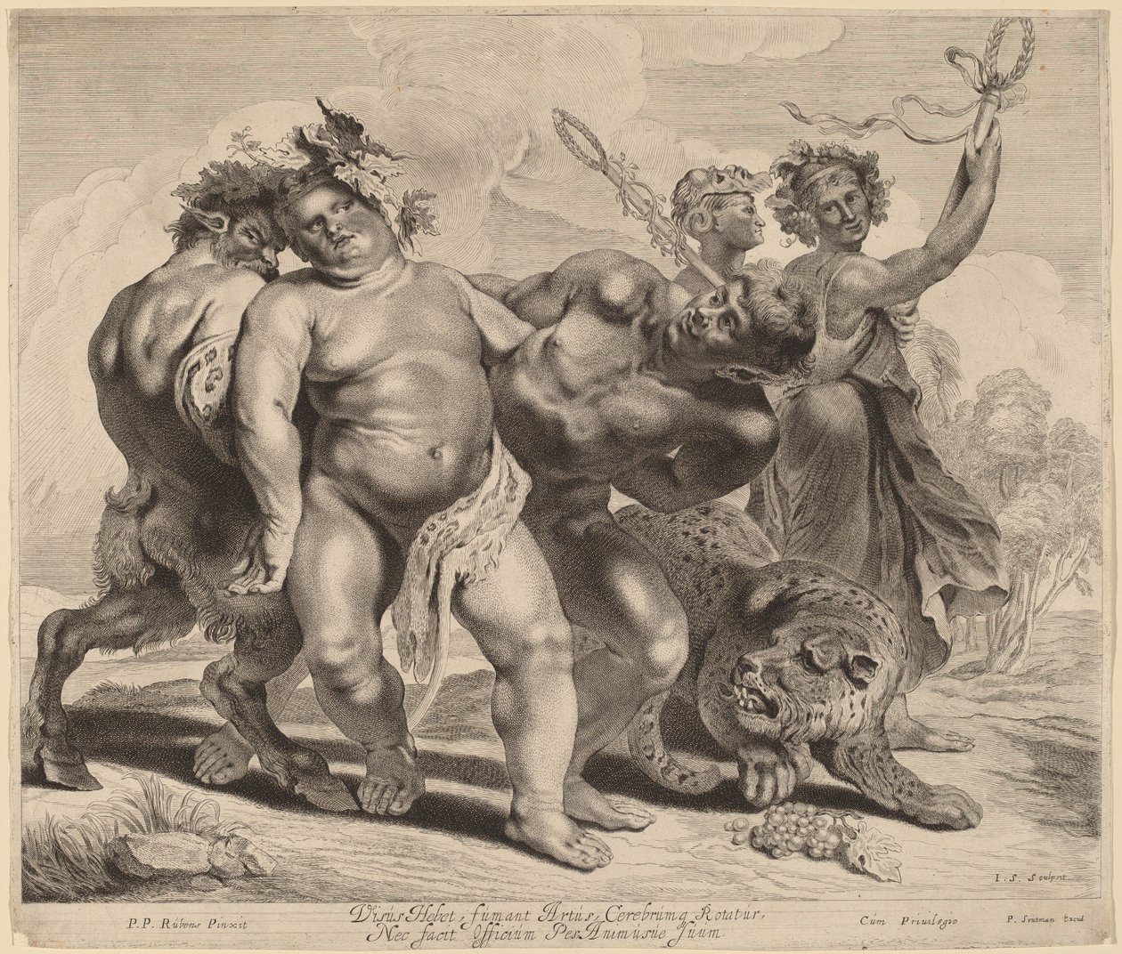 Bakchovo opilost od Jonas Suyderhoff after Sir Peter Paul Rubens