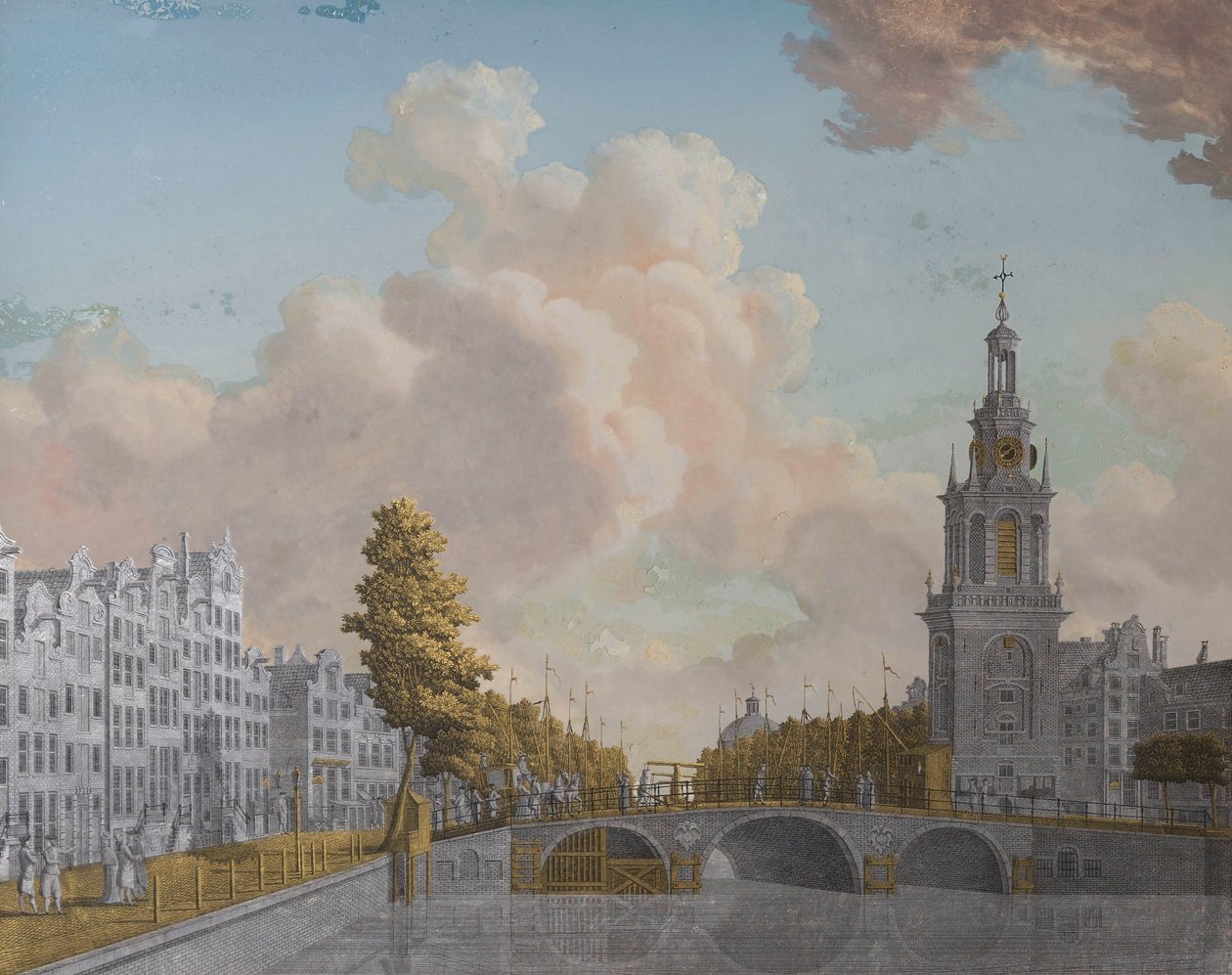 Pohled na věž s názvem Jan Roodenpoortstoren a kanál Singel v Amsterdamu od Jonas Zeuner