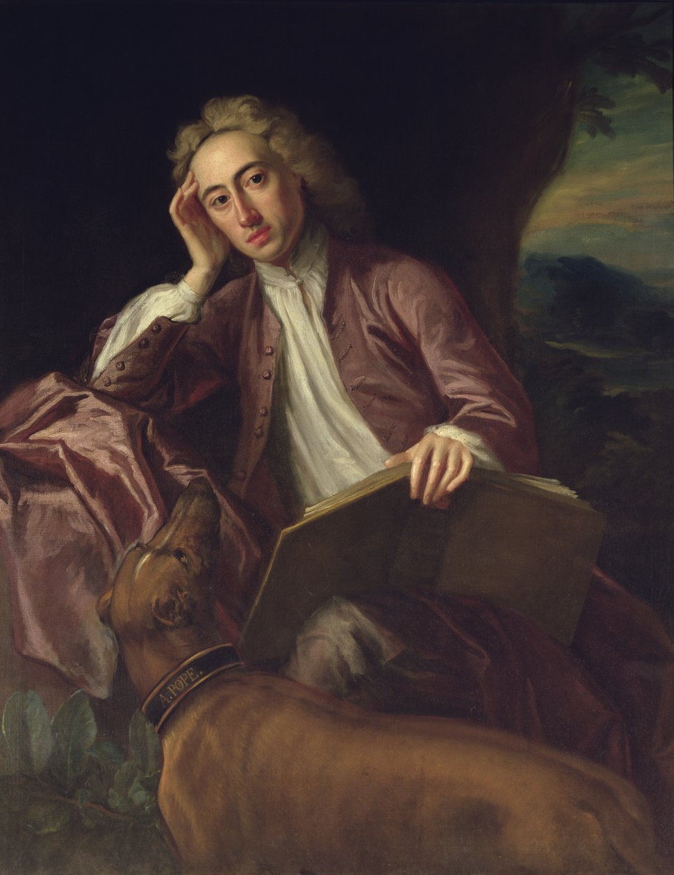Alexander Pope a jeho pes, Bounce, c.1718 od Jonathan Richardson