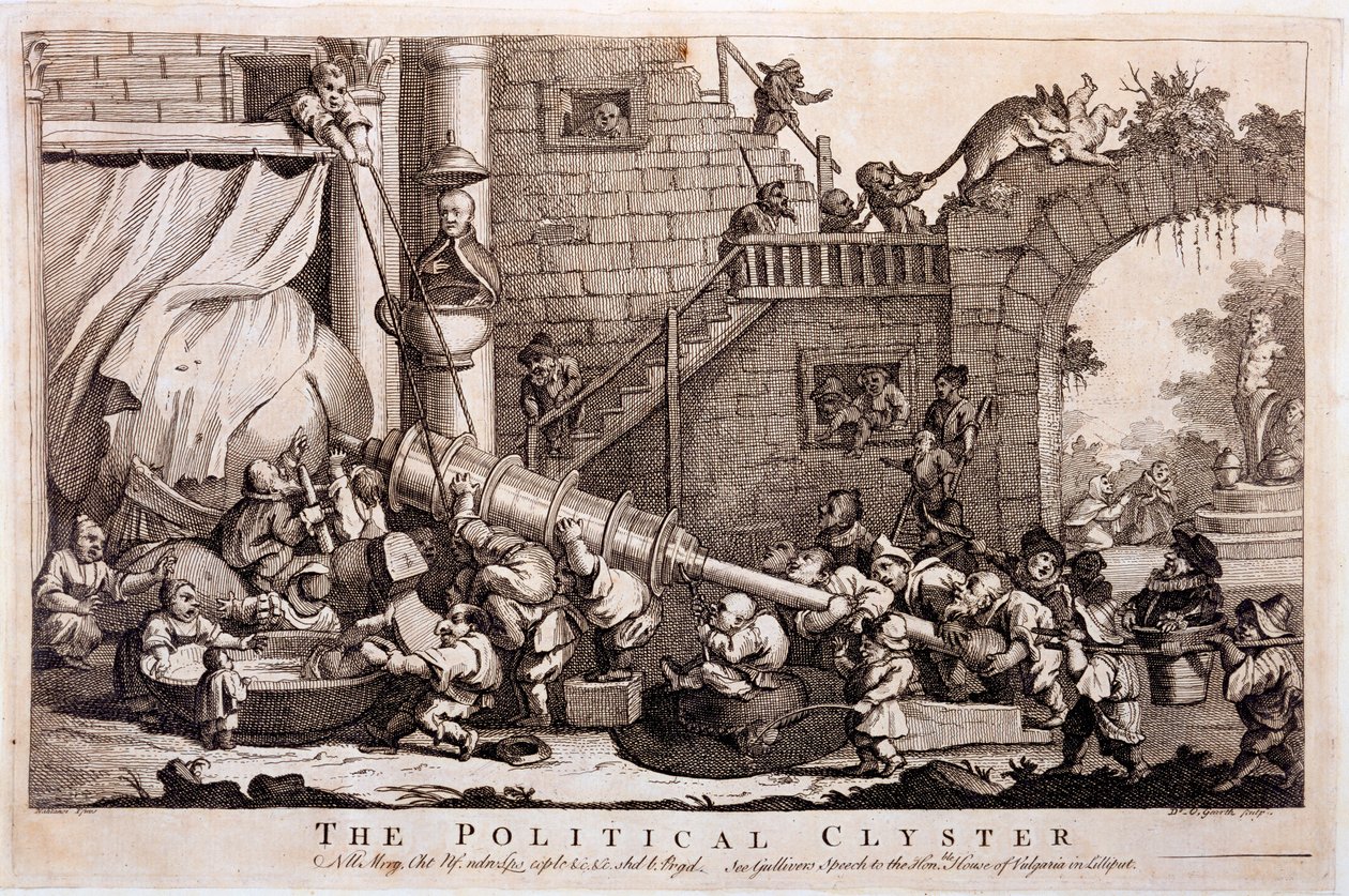 The Political Clyster, tisk vytvořil William Hogarth, 1757 od Jonathan Swift