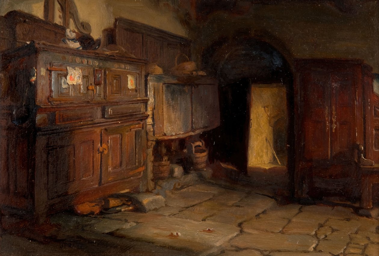 Interiér bretonské chaty, 1887. od Jonathon Pratt