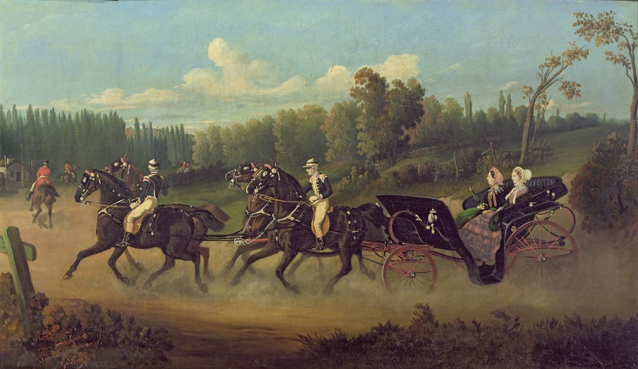 Císařovna Evženie (1826-1920) a královna Viktorie (1819-1901) v parku v Compiegne od Jonny Audy