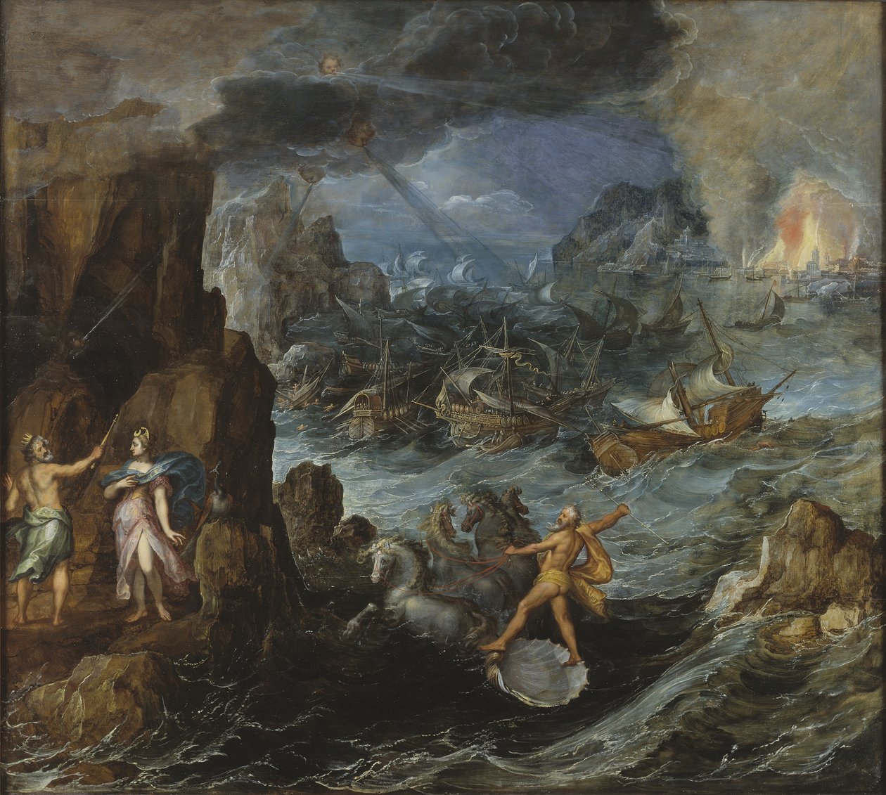 Vrak řecké flotily na cestě domů z Tróje, kolem 1585-90 od Joos or Josse de Momper