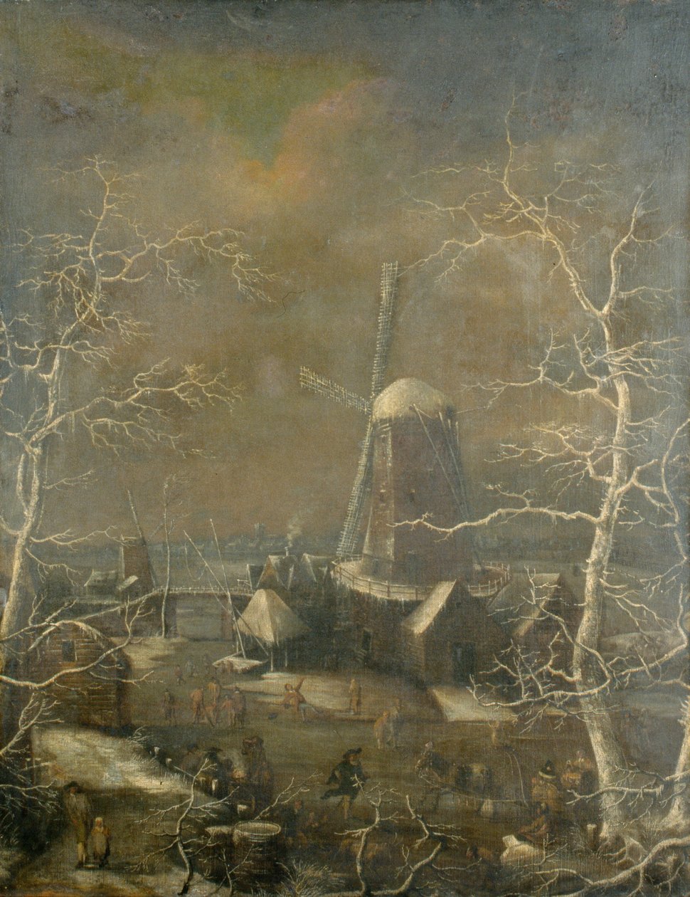 Zimní scéna, kolem roku 1600 (olej na plátně) od Joos or Josse de The Younger (attr. to) Momper