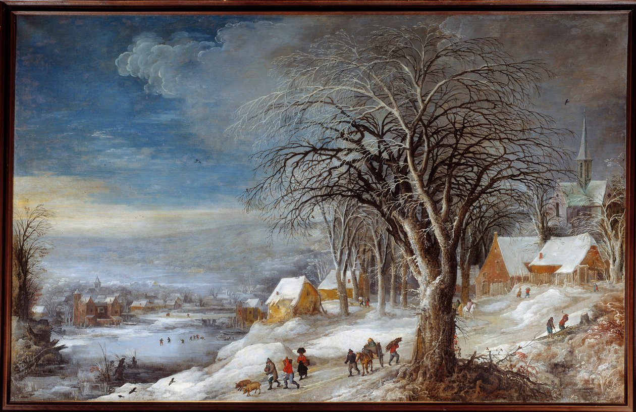 Zimní krajina. Obraz Josse II Momper (1564-1635) Ec. Podvod. od Joos or Josse de The Younger Momper