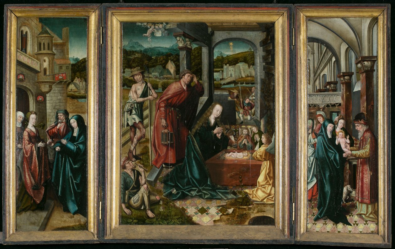 Triptych z Betléma, cca 1540 (malba na dřevě) od Joos van (attr. to) Cleve