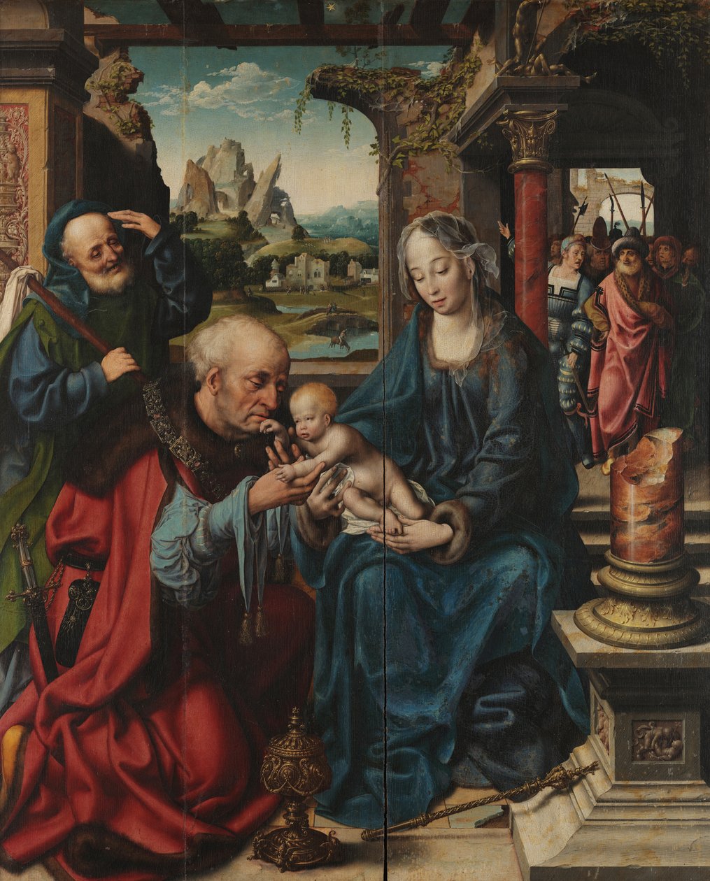 Cleve (připsáno) - Klanění mudrců - střední deska, asi 1515, Museo e Real Bosco di Capodimonte od Joos van Cleve