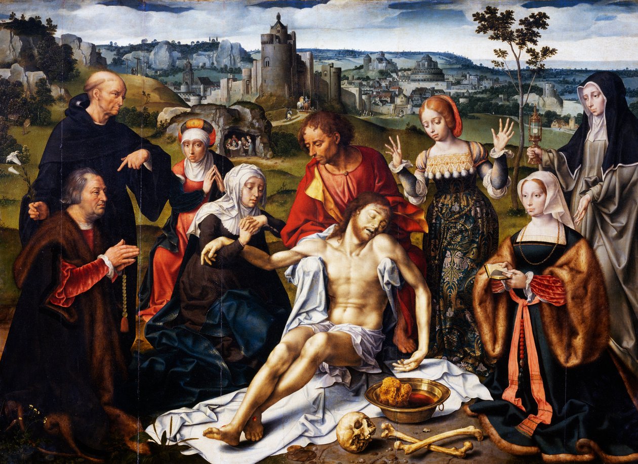 Depozice Krista, detail z oltářního obrazu depozice z kostela Menších bratří v Janově, kolem roku 1520 od Joos van Cleve
