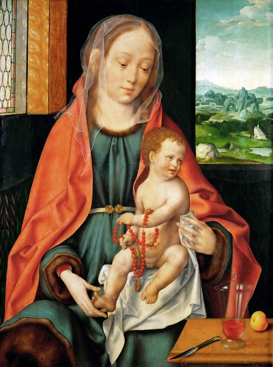 Rané nizozemské umění: Panna a dítě par Cleve, Joos van (asi 1485-1540), asi 1530. Olej na dřevě, 74,3x56. Uměleckohistorické muzeum, Vienne od Joos van Cleve