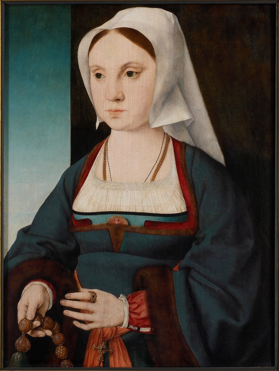 Portrét mladé dámy s růžencem, 1514-1519. od Joos van Cleve