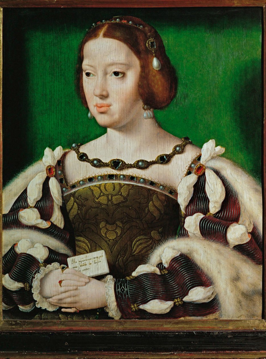 Francouzská královna Eleonora, manželka Františka I., dcera Filipa Velikého, sestra císaře Karla V. ... (olej na dubovém dřevě) od Joos van Cleve