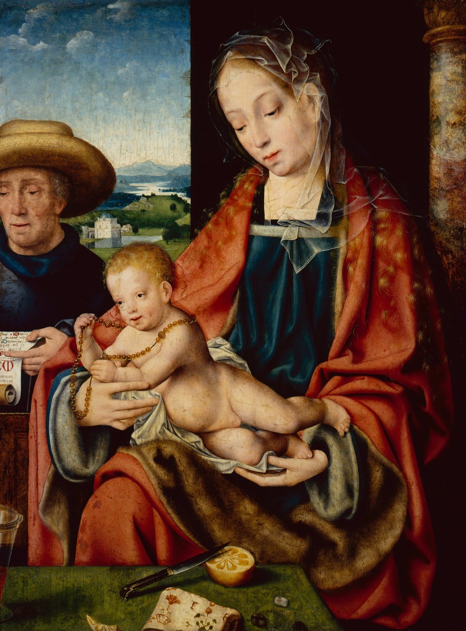 Svatá rodina (olej na dřevě) od Joos van Cleve