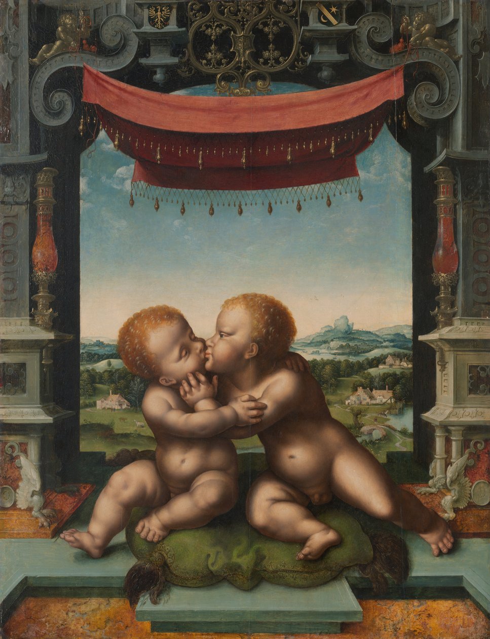 Objímající se nemluvňata Krista a svatého Jana Křtitele, 152025 od Joos van Cleve