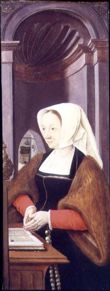 Manželka dárce (křídlo triptychu) od Joos van Cleve