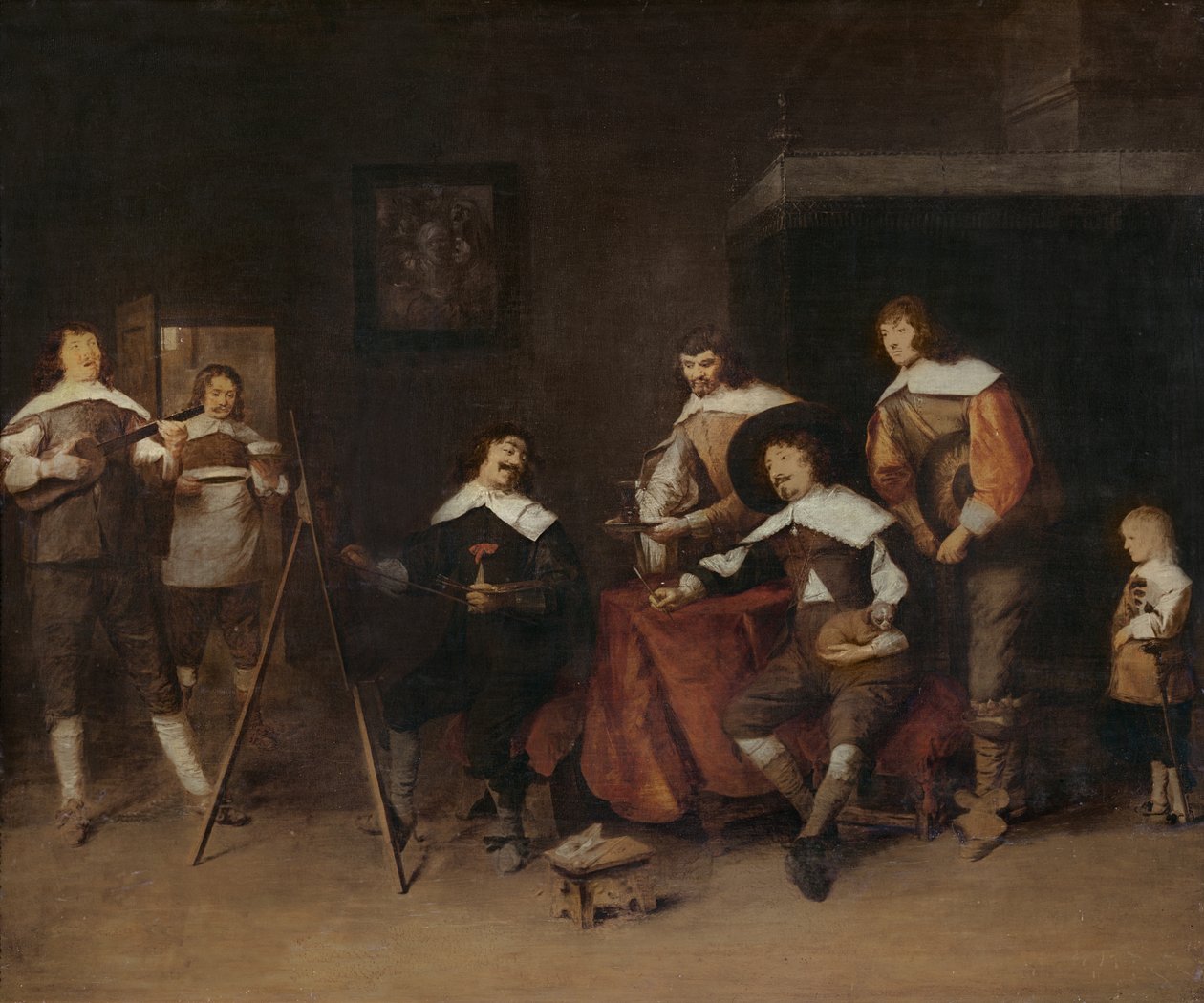 Umělec malující portrét mladého pána v Antverpách od Joos van Craesbeeck