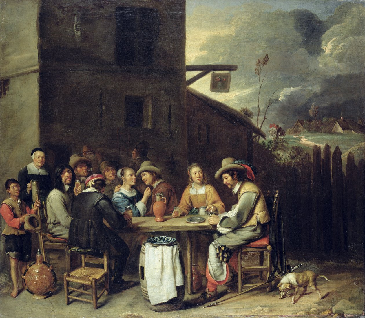 Společníci kolotoč před hospodou, 1640-50 od Joos van Craesbeeck