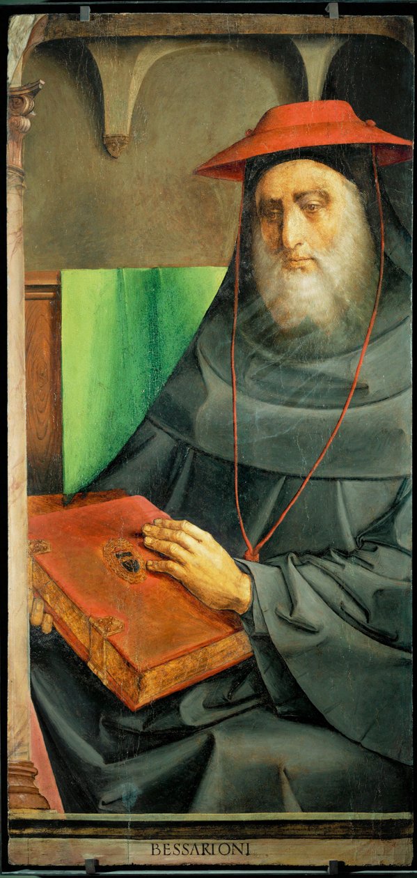 Kardinál Bessarion, humanista a učenec z Byzance ... od Joos van Gent (fl.1460 75)
