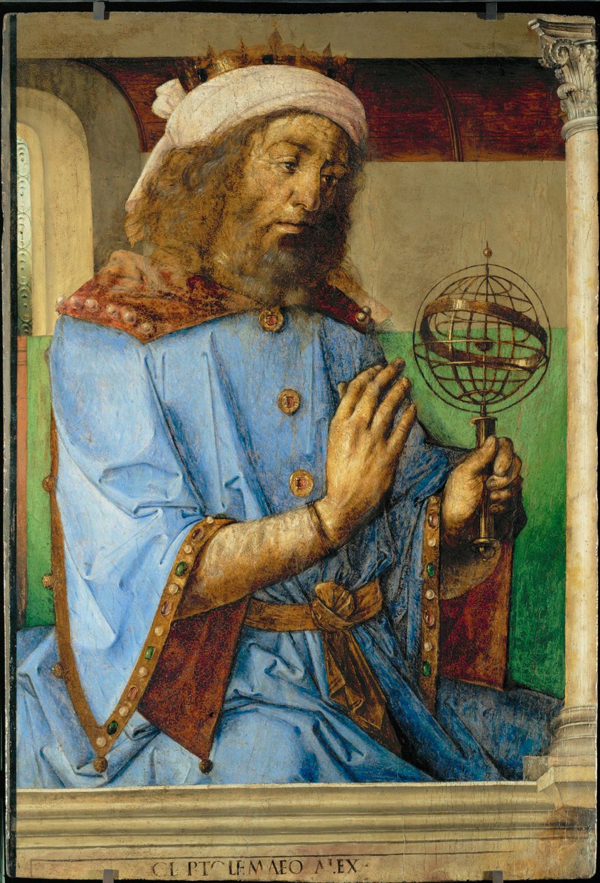 Klaudios Ptolemaios, řecký astronom a geograf... od Joos van Gent (fl.1460 75)