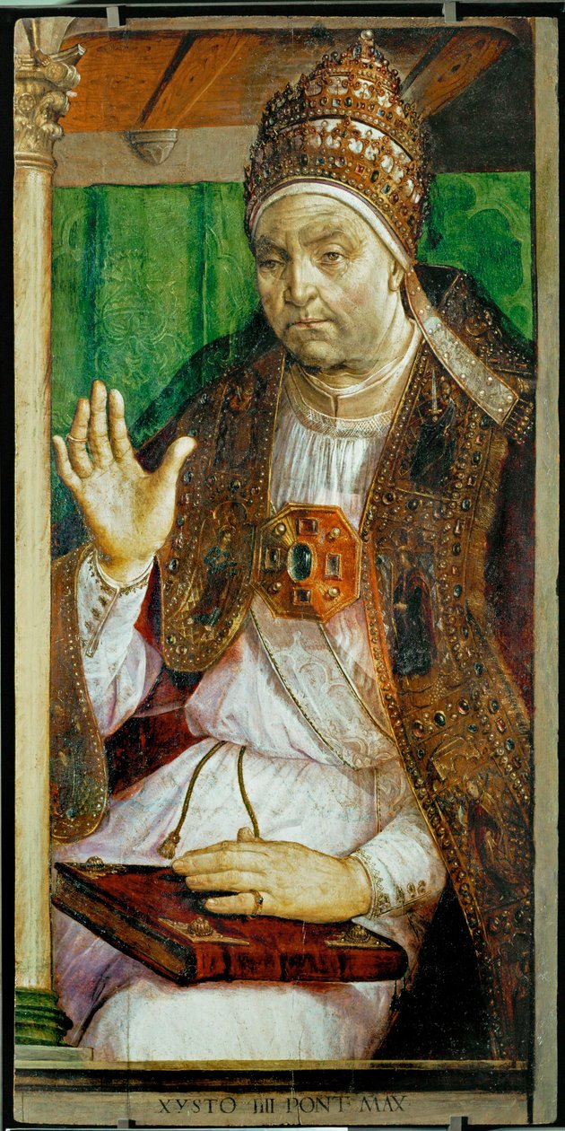 Papež Sixtus IV. Ze série 28 portrétů ... od Joos van Gent (fl.1460 75)