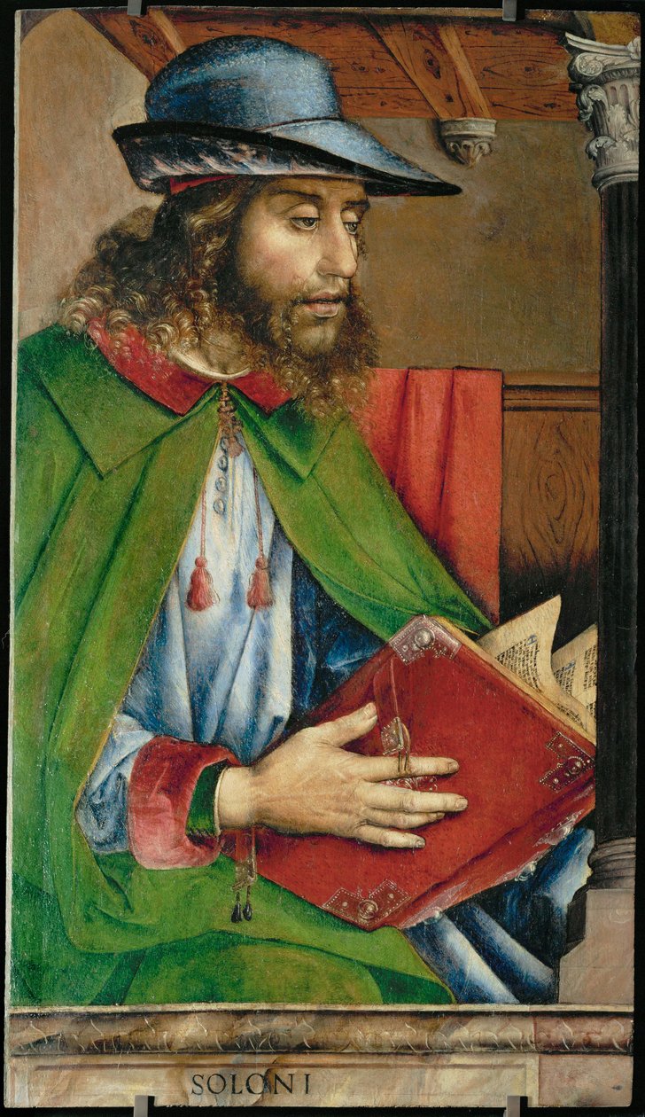 Solón, athénský zákonodárce Ze série 28 portrétů namalovaných kolem roku 1475 pro ateliér Federiga z Montefeltre ... od Joos van Gent (fl.1460 75)
