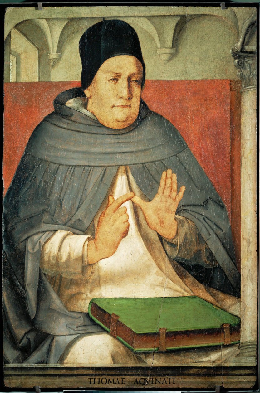 Tomáš Akvinský, "Doctor Angelicus", svatý, doktor církve... od Joos van Gent (fl.1460 75)