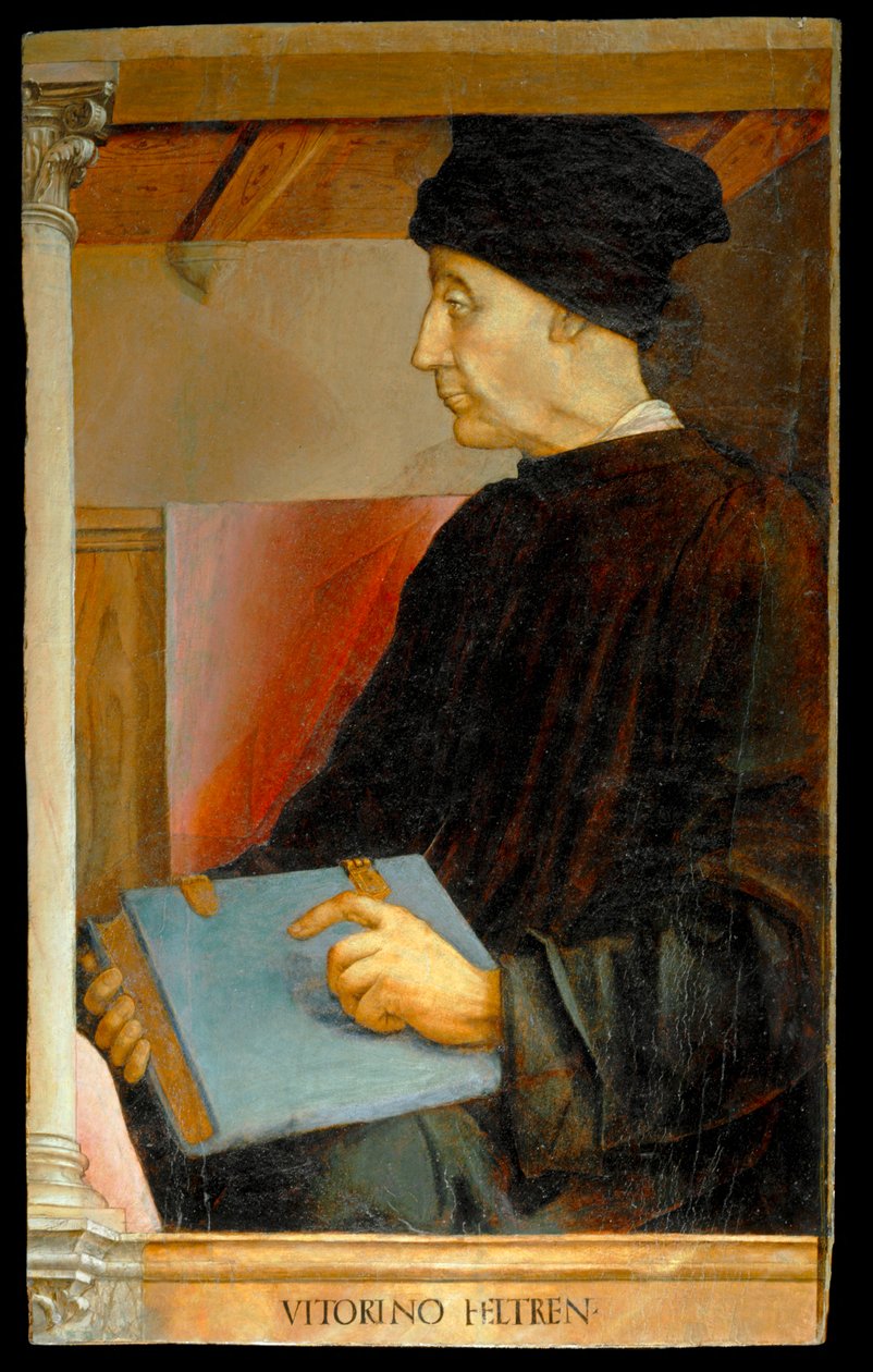 Vittorino da Feltre, italský humanista a učitel ... od Joos van Gent (fl.1460 75)